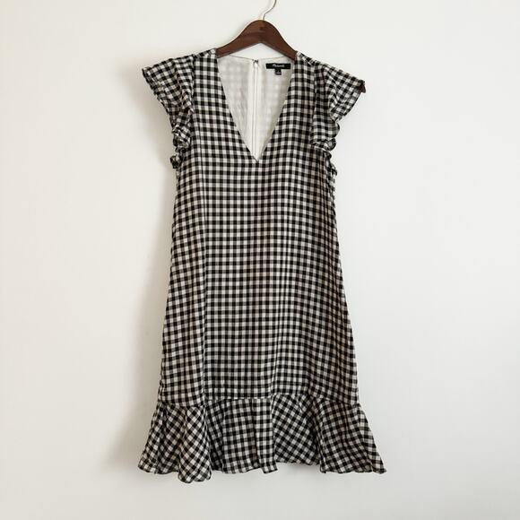 MADEWELL Gingham Flutter Sleeve Mini Dress 0 - Picture 2 of 8